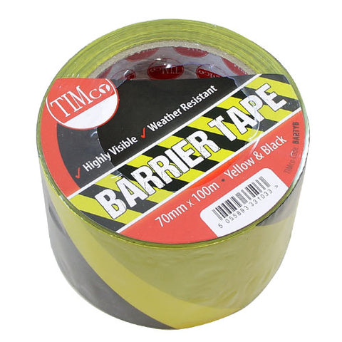 Barrier Tape - Yellow & Black 100m x 70mm